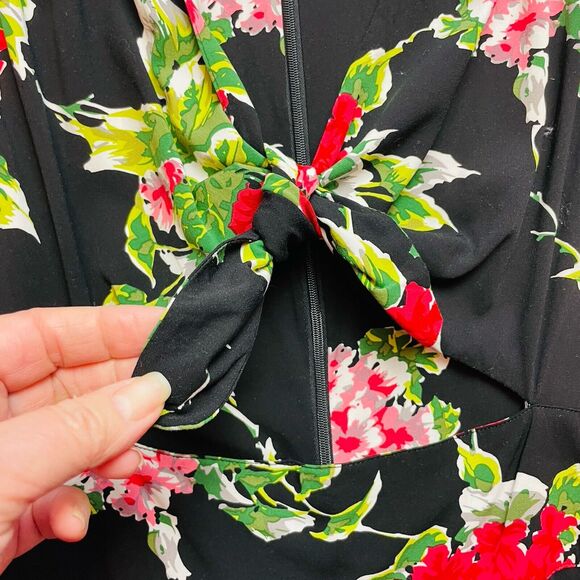 Trashy Diva Pinup Dress Womens 14 Floral Retro Deck of Cards Ace Queen of Hearts - Picture 8 of 10